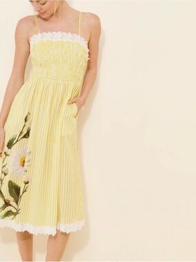 LyreBird Smocked Printed Midi Dress